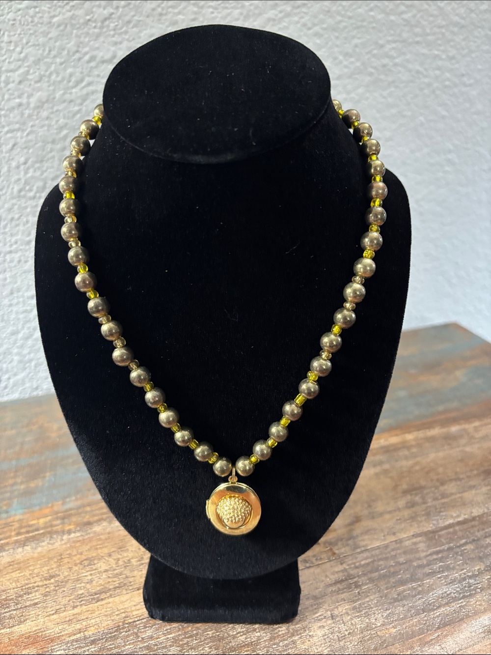 Gold-Tone Beaded Locket Necklace with Medallion Pendant - Women Jewelry